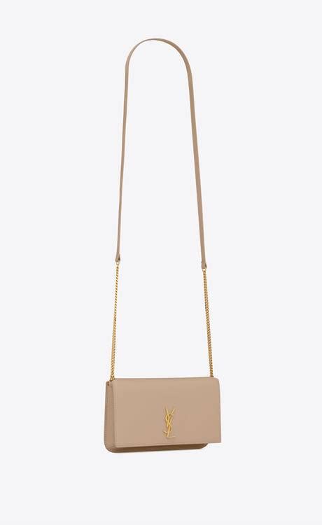 monogram phone holder with strap in smooth leather ysl|More.